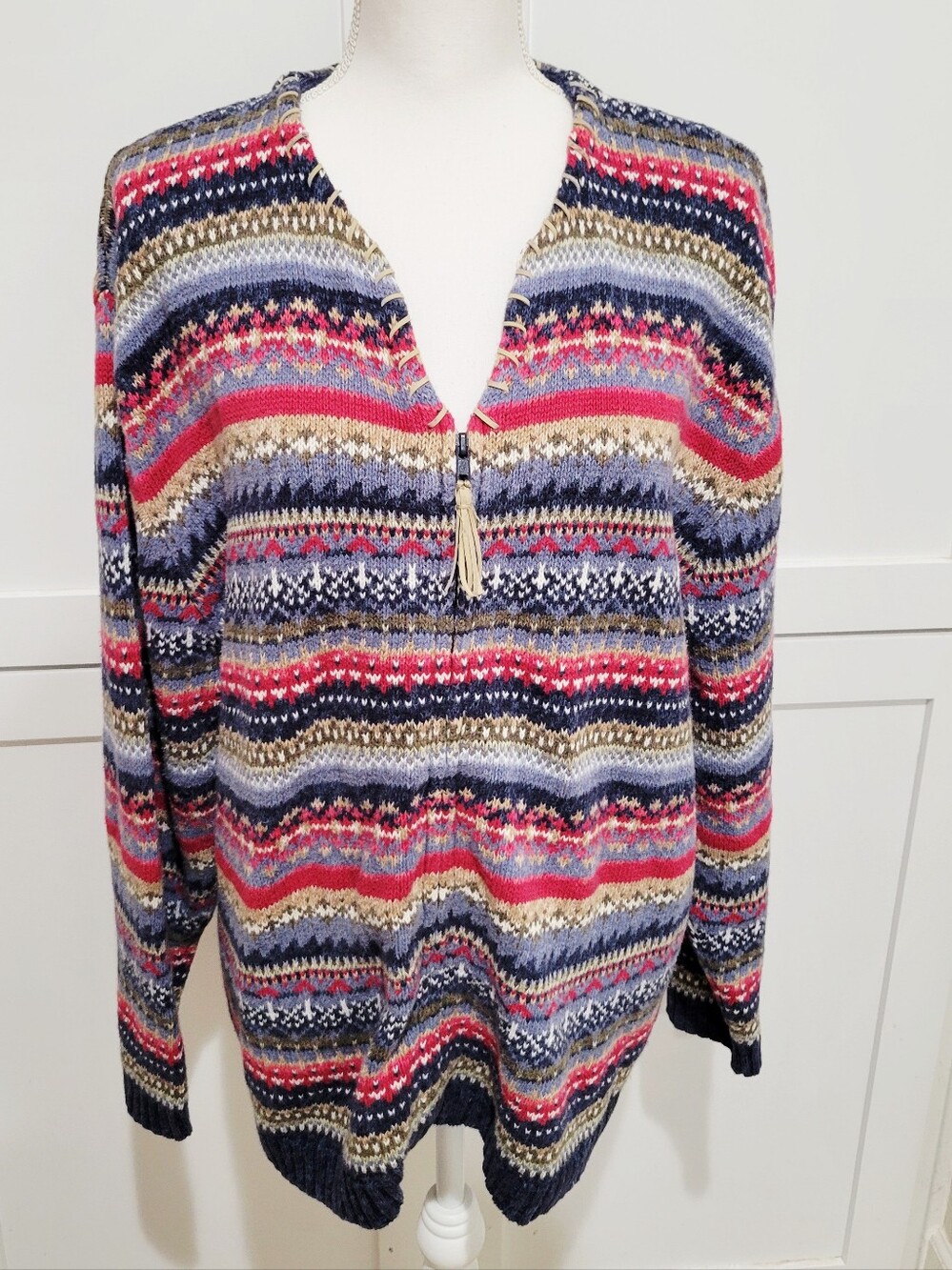 NWT Vintage Y2K 2004 Tiara Multicolor Ramie Cotton Zip Cardigan 2X